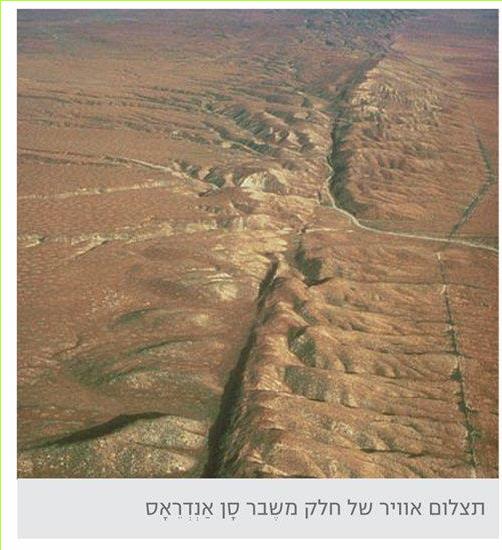 תצלום אוויר של חלק משבר סן אנדראס